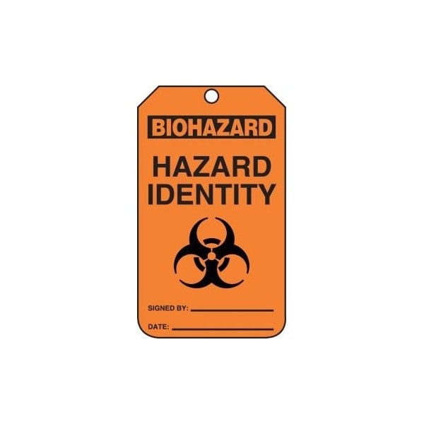 Accuform Safety Tags, BIOHAZARD HAZARD IDENTITY SIGNED BY DATE, 5.75in x 3.25in, RP-Plastic, 25PK MGT215PTP - main